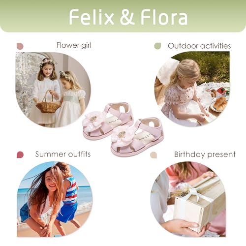 Image of Felix & Flora Toddler Girls Sandals Soft Rubber Princess Flat Shoes Flower Girl Shoes