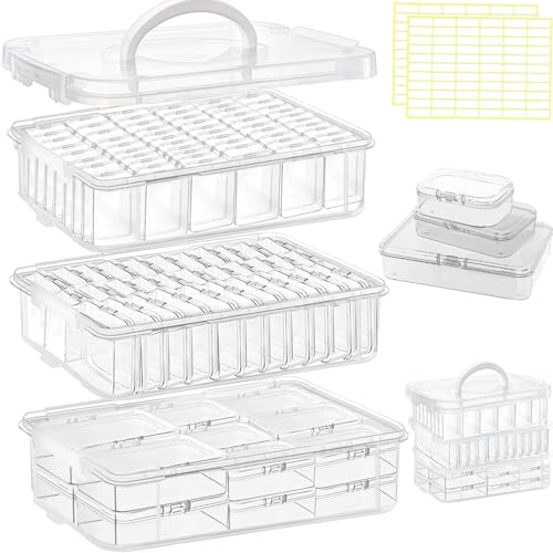 Image of 91pcs Bead storage container, 3-Tier bead organizer boxes and craft storage boxes,Bead storage Stackable portable box,DIY Jewelry Craft Nails, Bracelets, Jewelry, Diamonds, Pens, (3 Tier)