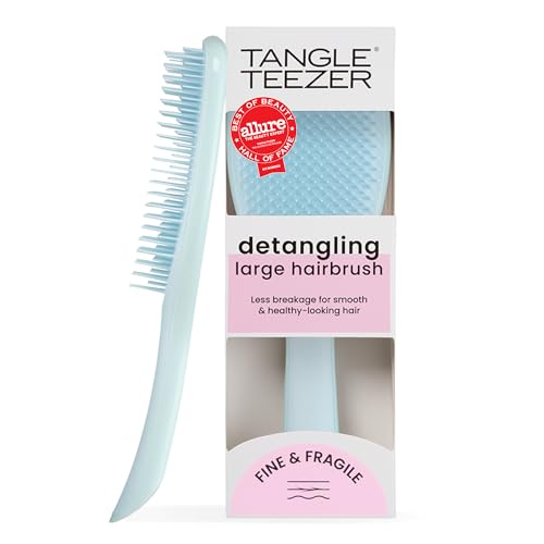 Image of Tangle Teezer Ultimate Detangler Brush for Fine Hair, Large, Seafoam Blue | Patented two-tier, soft-flex teeth detangles & reduces breakage on wet or dry hair; Shower-friendly hairbrush for fine hair