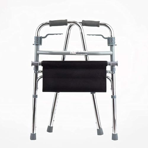 Folding Elderly Walker,Lightweight Aluminum Alloy Walking Frame Daily Living Aid with Seat and Folding Handle Transport Chair Small Gift