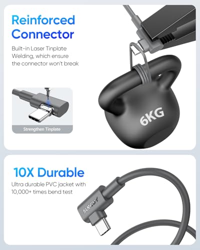 Image of SUNGUY USB C Cable Right Angle 3FT, 2-Pack 90 Degree 3A USB 2.0 Fast Charging & Data Sync Cable Compatible with Samsung Galaxy S21 S20 S10 Plus, Note 20 10, Moto G7 G8, LG V50 V40 - Grey