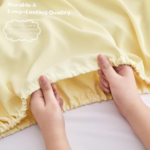 Image of Vonty 2 Pack Breathable Fitted Crib Sheet for Boys and Girls - Rayon Derived from Bamboo, White & Beige Crib Sheets Neutral Crib Mattress Sheet Organic Crib Sheets for Baby(52 inch x 28 inch)