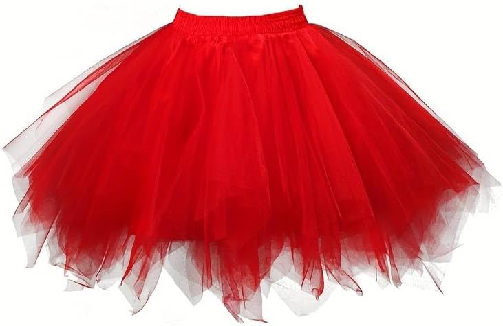 BoolavardAdult Women 80's Tutu Skirt Layered Tulle Petticoat Halloween Tutu