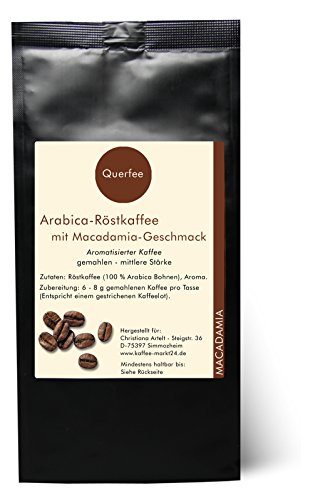 4 x Kaffee mit Geschmack - Kaffee Geschenk Probierset - Mandel Zimt, Toffee, Schokolade, Macadamia - Arabica Röstkaffee mit Aroma - gemahlen - 4 x 75 g (300 g insgesamt)
