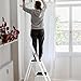 Delxo 4 Step Alloy Steel Folding Stool Portable Ladder with Hand Grip and Secure Locking Mechanism for Indoor or Outdoor Use, White