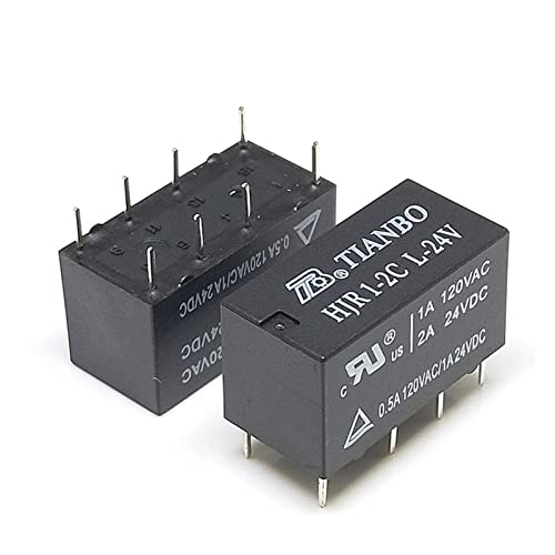 Relais HJR1-2C-L 5V 12V 24V 2A 8 broches pour circuits imprimés en lot de 10 pièces