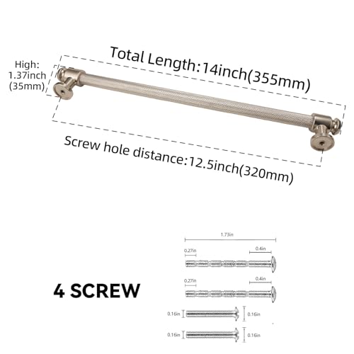 BUKOBYHE 10 Pack 12-3/5 Inch(320mm) Brushed Satin Nickel Kitchen Cabinet Handles Knurled Cabinet Pulls Drawer Pulls Kitchen Hardware - Image 3