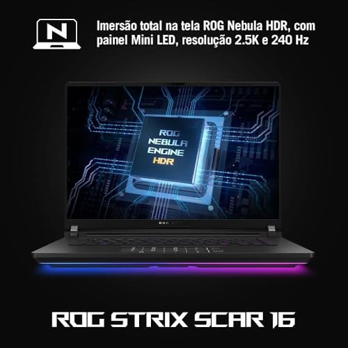 Notebook Gamer ROG Strix Scar G16 G635LW NVIDIA RTX5080 Intel Core Ultra 9 275HX 32GB Ram 2TB SSD Windows 11 Tela 16″ 240Hz FHD Black – RW013W