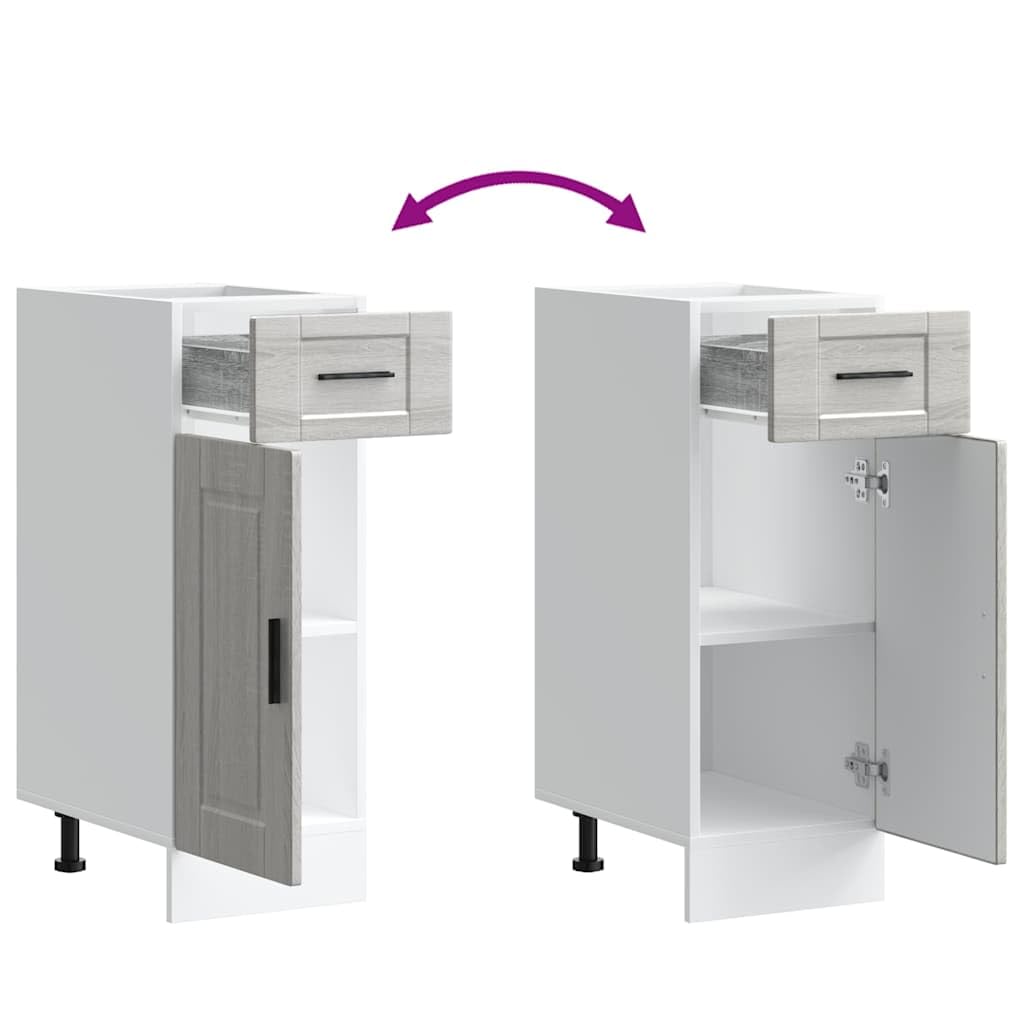vidaXL Armoire de Cuisine Porto Sonoma Gris Bois d'ingénierie, Meuble d'évier, Meuble de Cuisine avec tiroir, Meuble de Cuisine à tiroir