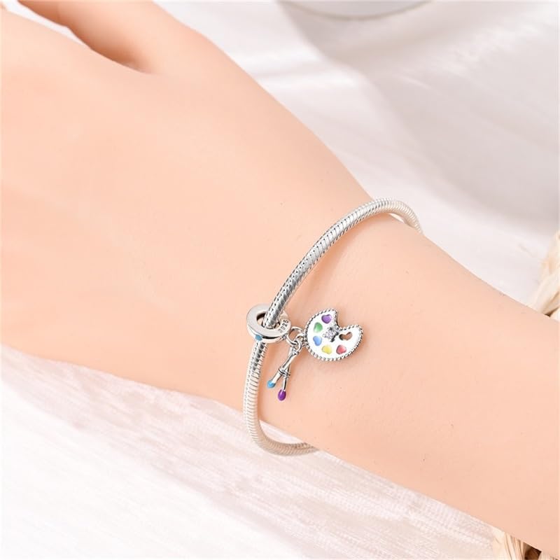CYCUFF 925 Sterling Silver Charms Suitable for Bracelets Charms Beads, Charm Necklaces Jewellery Gift for Women Family Friends (Palette Charms) - Image 3