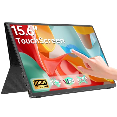 Image of 15.6 inch Portable Monitor Touchscreen, FHD 1080P IPS USB-C External Monitor, Ultra Responsive 10-Point Touch Laptop Second Screen, Lightweight Travel Monitor for Windows PC