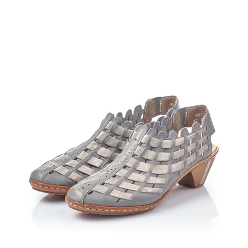 Image of Rieker 46778 Sina Women's Heels - Sling-Backs, Leather Upper, Hand-Woven Design, Anti-Stress Comfort, Flexible Sole, Secure Fit, and Timeless Everyday Style
