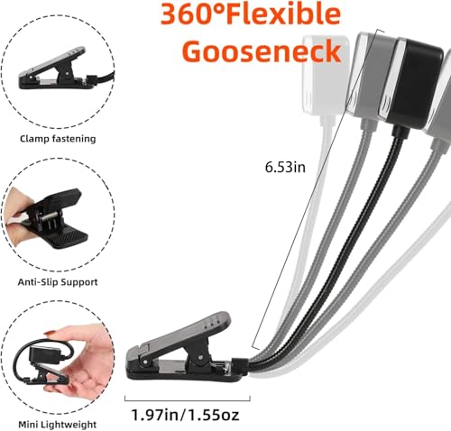 Image of 10 Pack Rechargeable Book Lights for Reading at Night in Bed, LED Book Light with Memory Function Lightweight Booklight Bulk Clip on Small Portable Travel Reading Lamps for Book Lovers USB Charging