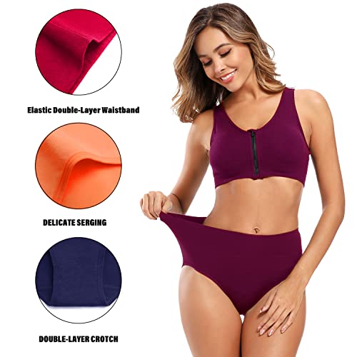 image for Molasus Women's Soft Cotton Underwear Briefs High Waisted Postpartum P