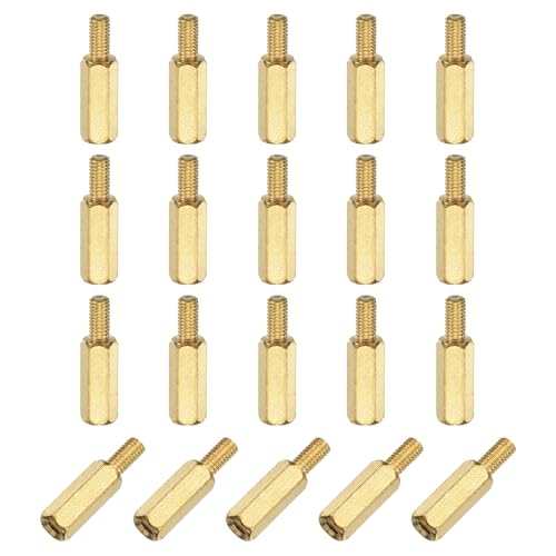 Image of sourcing map 20Pcs Male to Female Thread Spacer Screws, M3 x 12mm + 6mm Brass Hex Standoff Screws PCB Motherboard for Drone Quadcopter, Computer and Circuit Board