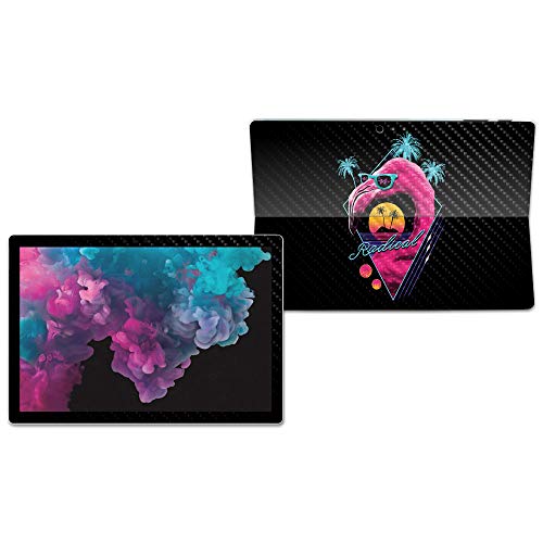 Image of MightySkins Carbon Fiber Skin for Microsoft Surface Pro 6 - Radical Flamingo | Protective, Durable Textured Carbon Fiber Finish | Easy to Apply, Remove, and Change Styles | Made in The USA