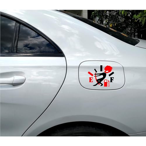 Image of Funny Car Stickers, High Gas Consumption Decal, Angry Boy Adjusting Fuel Gauge, Fuel Gage Empty Stickers for Cars, Van, Trucks, Car Decals for Women Men