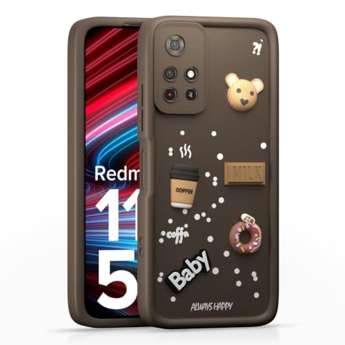 Image of Bintage Cute Fun Taddy Cartoon 3D Ball Bear Milk Donut Coffee Cup Silicon Case Full Body & Camera Protection Back Cover Compatible for MI Poco M4 PRO 5G - Brown