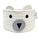 Inwagui Ours Panier de Rangement Pliable en Corde de Coton Boîte de Rangement Petit Panier Organiseur pour Chambre d'enfant, Jouets, Couches - Blanc