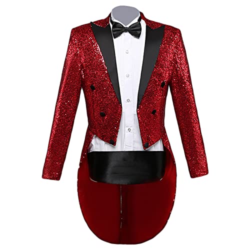 JEsilunmaMY Men's Sequin Tuxedo Jacket Shiny Notched Lapel Slim Fit Suit Jacket Dinner Party Wedding Blazer Without Shirt