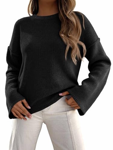 Cicy Bell Womens Oversized Crew Neck Sweater Fall Long Sleeve Knit Tops Trendy Casual Loose Fit Pullover Sweaters
