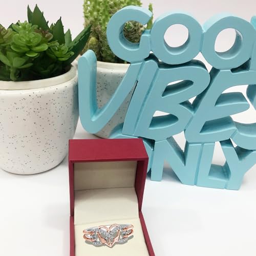 Infinity Heart Anchor Rope Promise Rings for Women, 1/10 Carat Round Cut Moissanite, Lab Grown or Natural Diamond Two Tone Ring in 14K Gold Plated 925 Sterling Silver Jewelry Gift for Her3