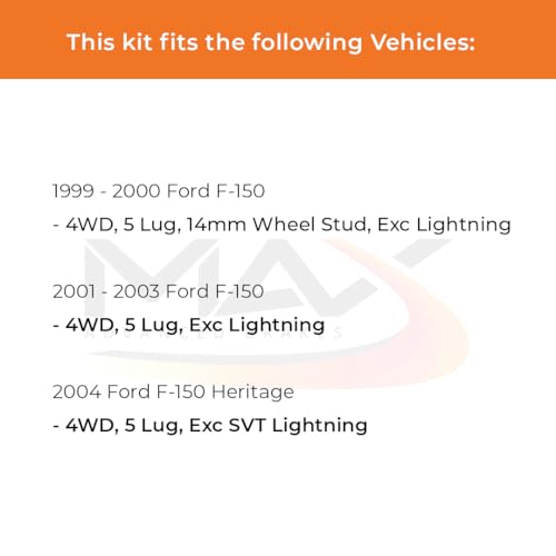 Image of Max Advanced Brakes Front & Rear Brake Kit Compatible With 1999-2000 2001 2002 2003 Ford F150 4WD 5 Lug Heritage 4WD Replacement Premium OE Disc Brake Rotors and Ceramic Brake Pads