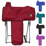 Harrison Howard 600 Denier Splash-Resistant Protective Saddle Cover Protection from Scratches, Direct Sunlight, and Dust/Debris Keeps Saddle in Pristine Condition-Red