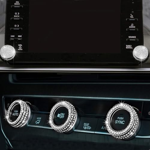 TLIFORT Climate Control Switch Knob Touch Screen Button Bling for Honda Accord Sedan Inspire Touring Sport EX EX-L LX 10th 2018-2022, Crystal Rhinestone Air Conditioning AC Ring(5pcs)
