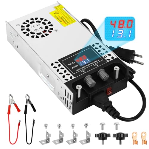 Adjustable 0-48V Power Supply 12.5A 600W, 110V AC to DC 0-48V Buck Converter 0-12.5A 600W Switching Power Supply with LCD Display Adjustable Voltage Current 48V 12.5A Transformer SMPS