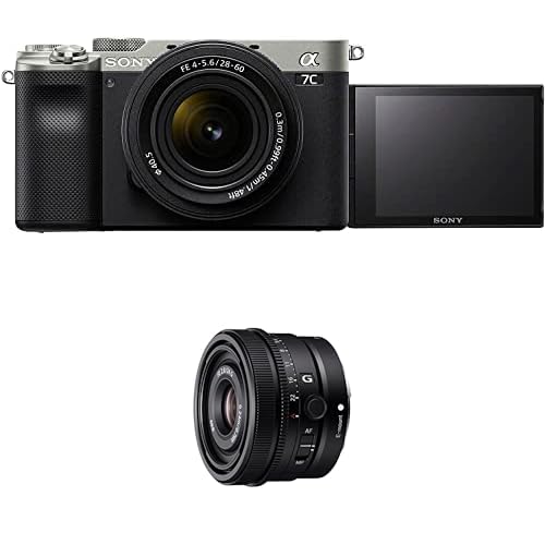 Sony Alpha 7C Spiegellose E-Mount Vollformat-Digitalkamera ILCE-7C (24,2 MP, 7,5cm (3 Zoll) Touch-Display, Echtzeit-AF) inkl. 28-60mm & 24mm f2.8 Objektiv - Silber/Schwarz