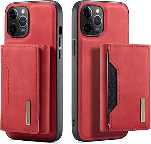 Étui iPhone 14 Plus en cuir PU rouge avec porte-cartes magnétique amovible