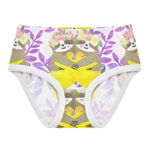 Cute Sloths Flower Yellow Lemons Little Girl Panties Girls Underwear Toddlers Cotton Pattern Briefs Underpants 2t