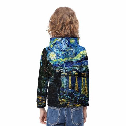 Sweat à capuche enfant chat 3D confortable taille 9-11 ans