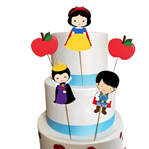 Cake Topper Picks con cartoncino sagomato 5pz personaggio a scelta per compleanno ed eventi di ogni genere elementi decorativi decorazioni per dolci (Snow white - Biancaneve)