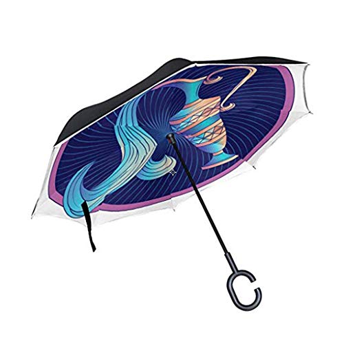 Parapluie inversé de golf anti-tempête motif constellation chic en C