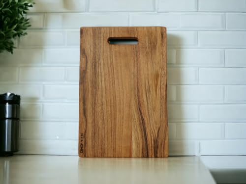 Image of Vesta Homes Wooden Chopping Board, Cutting Board, Serving Tray for Kitchen Vegetables, Fruits & Cheese | Natural Acacia Wood |38 * 25 * 2.5 Cms | Handmade in India