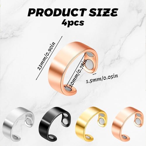 JazRvr 4 Stück Vital Ring, Vitalring, Vitalring Magnet Wechseljahre, Hochwertiger Edelstahl, Verbesserte Schlafqualität, Stresslinderung, Offenes Design, Männer Und Frauen Allgemein