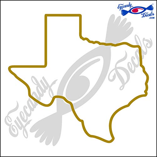 Image of Texas State Outline 6 INCH Decal Sticker Gold