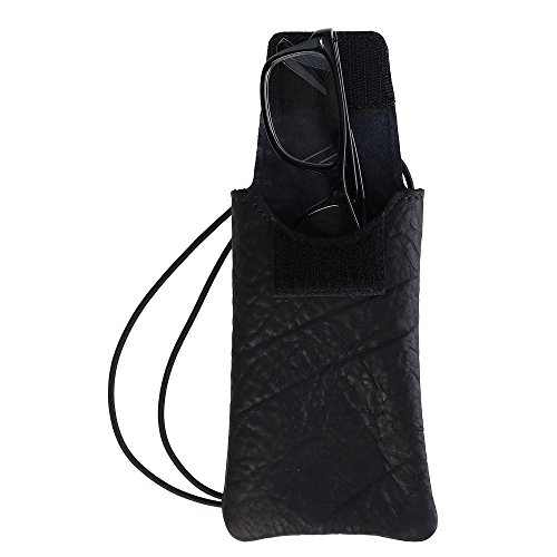 Image of Boston Leather Textured Bison Leather Eyeglass Case with Neck String