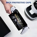 DLseego Poignées de pouce Caps pour PlayStation Portail, Protection complète Anti-dérapant & Couverture de protection anti-empreinte digitale 4 Bouchons pour bâtons de pouce PlayStation Lecteur distant du portail - Blanc noir