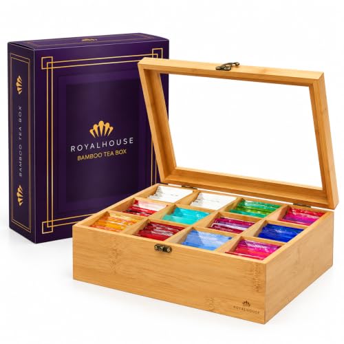 Natural Bamboo Tea Bag Organizer Box