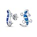 Bleu Irisé Créé Opal Inlay Jardin Gecko Lounge Lézard Stud Boucles d’oreilles pour femmes .925 Argent Sterling Octobre Pierre de Naissance