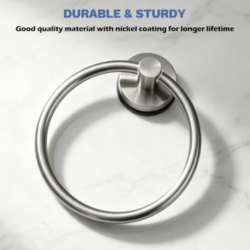 Image of SetSail Suction Cup Towel Holder,Vacuum Towel Ring, Brushed Nickel