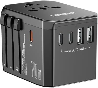 LENCENT 70W GaN Adaptateur Voyage Prise Universelle électrique 3 ...
