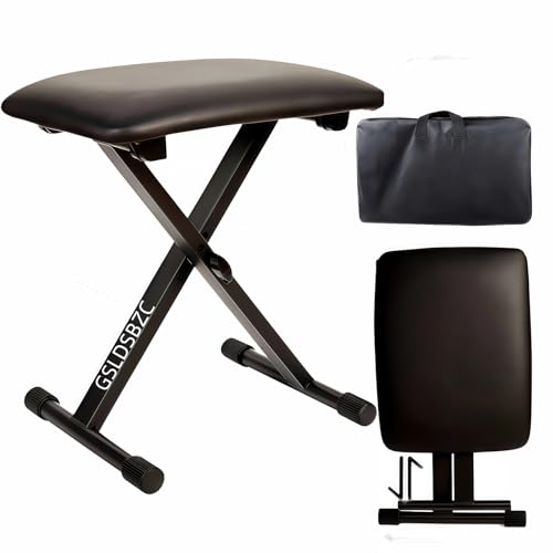 GSLDSBZC Adjustable Folding Piano Bench with Padded Seat
