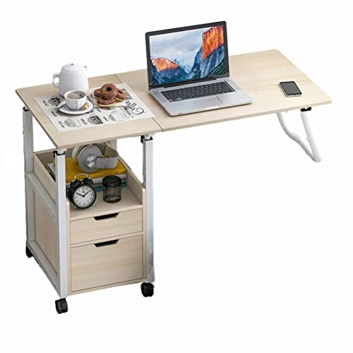 SARUEL Mesa para Cama con Ruedas Mesa para Computadora Portátil Altura Ajustable Mesita De Noche Soporte Móvil Inclinable con Ruedas Bandeja Plegable para Cama Sofá Lado