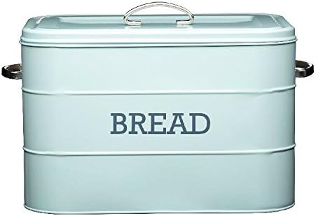 Classic Vintage Blue Steel Bread Bin, 34 x 21.5 x 25cm (Pack of 2)