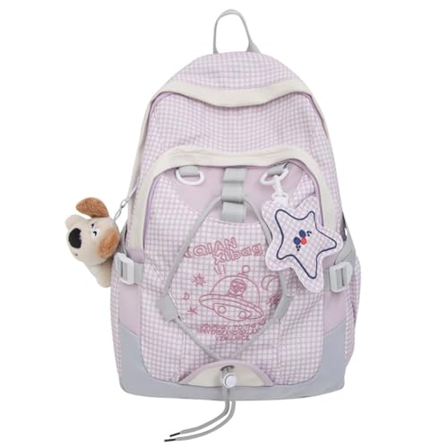 Zipper schools Bag with Star Pendant Double Shoulder Bag for Kids teens Boys Girls