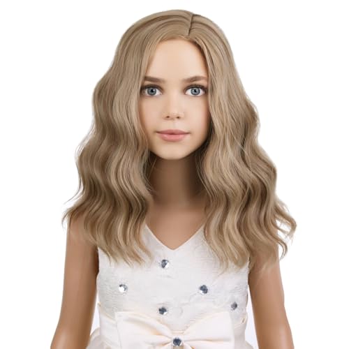 Image of PATTNIUM Kids Child Wig Blonde Brown Short Curly Wig Mixed Brown Wigs for Girls Cosplay Halloween Party Costume Heat Resistant Synthetic Hair Girls Wig (Brown Blonde)